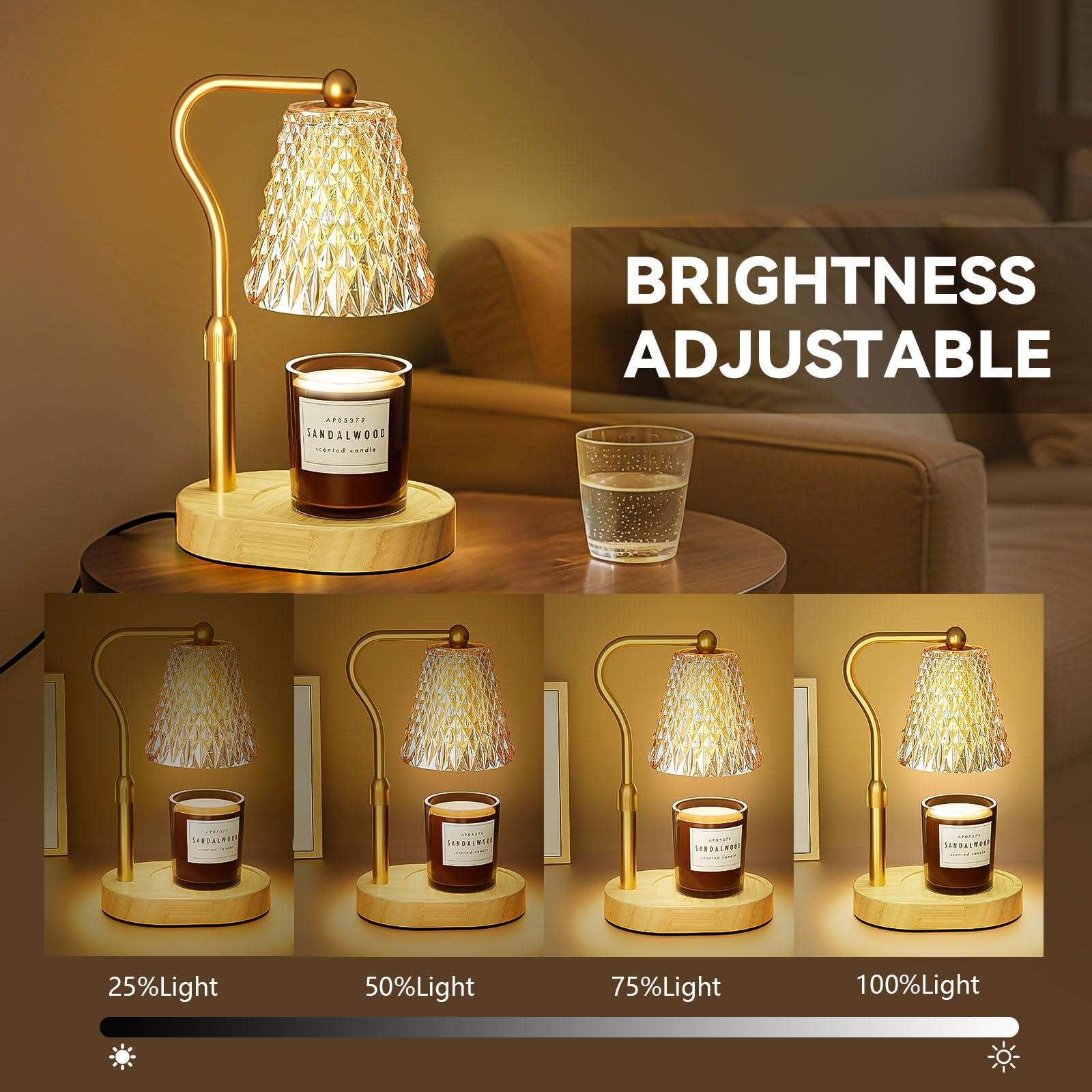 Candle Warmer Lamp with Timer Dimmer, Birthday Gifts for Women Mom, Height Adjustable Wax Melt