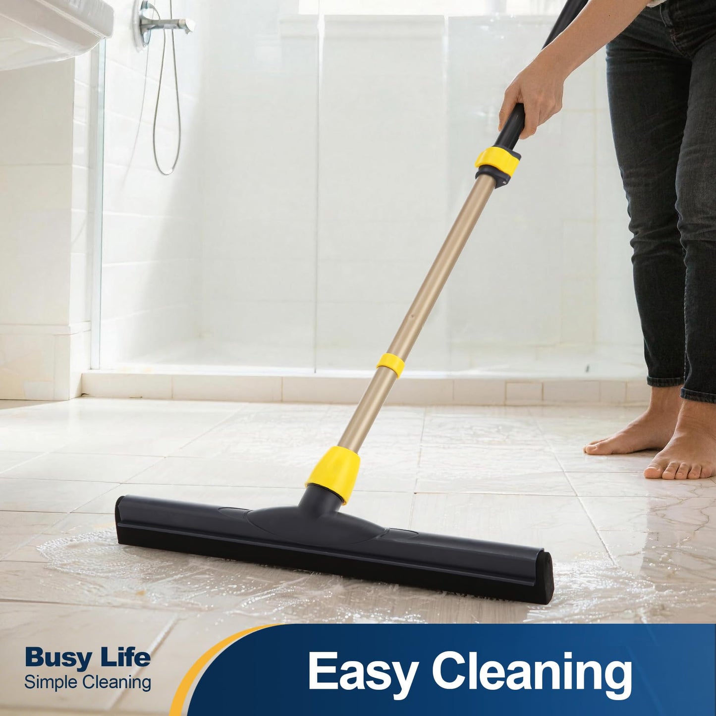 Yocada Floor Squeegee Scrubber Adjustable Telescopic Pole Heavy Duty 54.3"