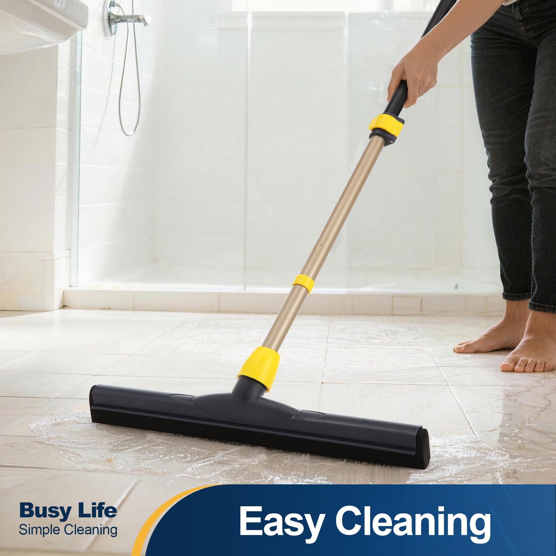 Yocada Floor Squeegee Scrubber Adjustable Telescopic Pole Heavy Duty 54.3"