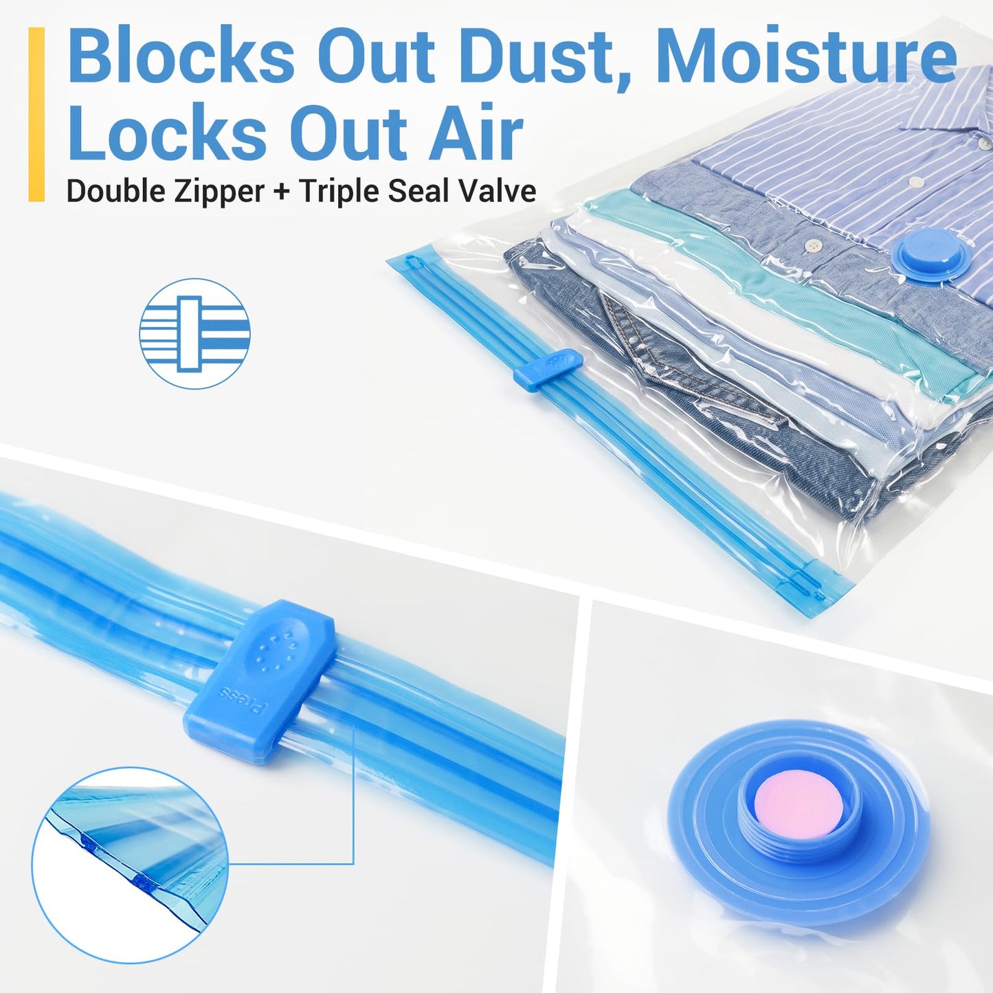 Fygrip 80% Space Saver Vacuum Storage Bags with Hand Pump, 10 Jumbo