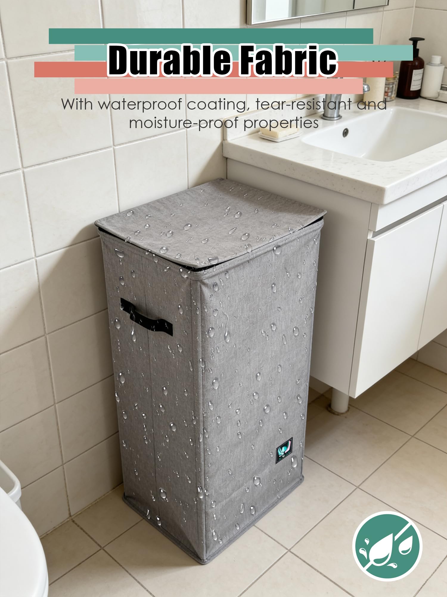 WTREE Laundry Hamper with Lid, Reinforced Sturdy Clothes Hamper with Anti-Puncture Base, Large