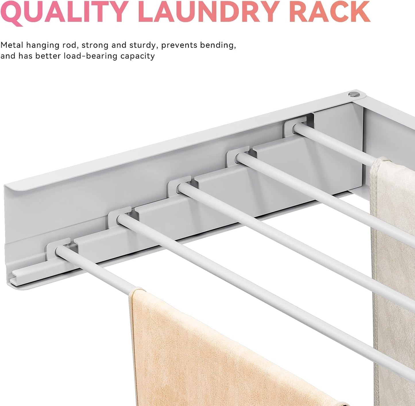 APEXCHASER Wall Mounted Clothes Drying Rack, Laundry Drying Rack Retractable, Towel Racks for Bathroom Balcony Laundry Room Wall Mounted, Foldable Drying Rack for Clothing, 31.5", White