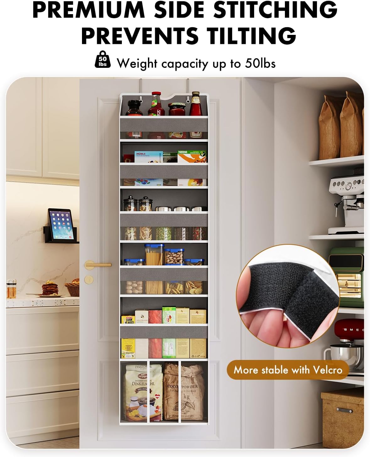 Over The Door Organizer Storage - 50lb Heavy Duty 6 Shelf Over Door Organizer Hanging Space Saving Perfect for Bedroom Bathroom Dorm Nursery Pantry