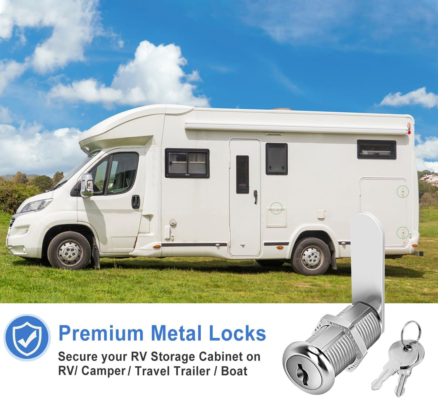 Cabinet Lock with Keys, 1-1/2" Long Cam Locks keyed Alike, Cam Lock Set for Cabinets Thick Drawers RV Storage Locks Tool Box with Keys, Zinc Alloy (2 Packs, 1-1/2 Inch)