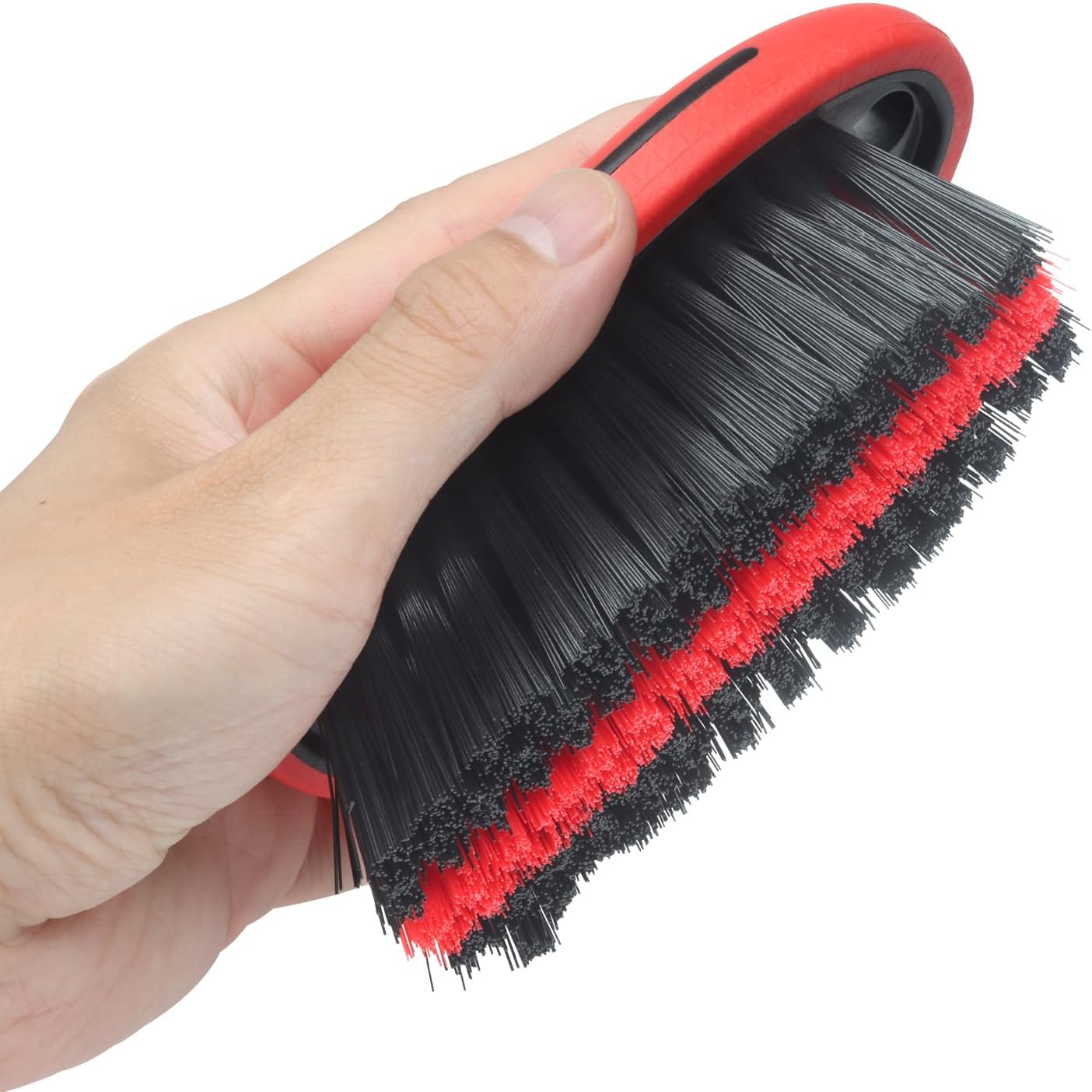 Carpet and Interior Cleaning Brushes, car Cleaning Brushes, Carpet Washing Brushes, Hard Bristle Detail Brushes, car and Home Interior Leather Brushes (Red)