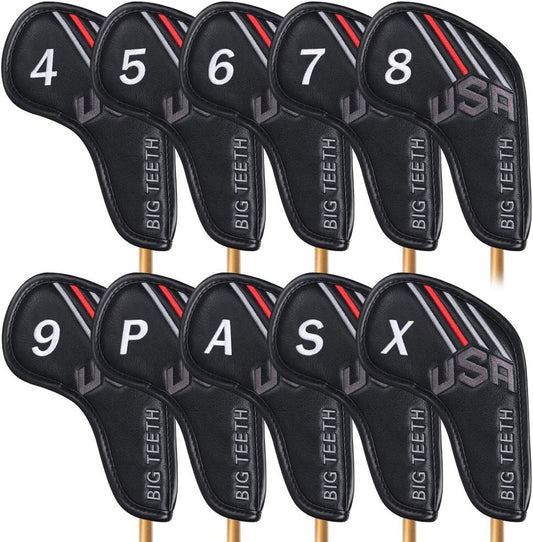Big Teeth Golf Cover USA Stripe and Star Headcover Covers, Driver Fairway Wood Hybrid Headcovers
