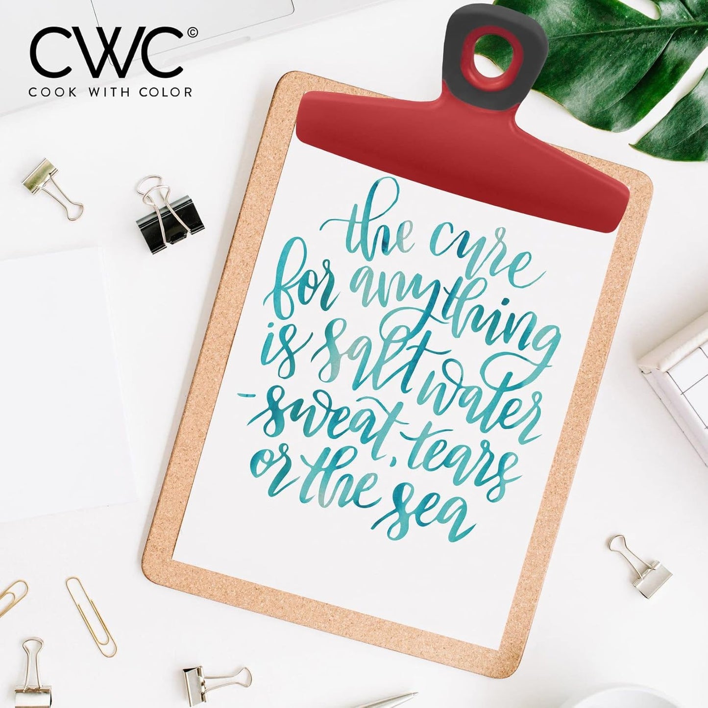 COOK WITH COLOR Wide Heavy Duty Chip Clips, Large Bag Clips for Food Storage, Pack of 4, Red