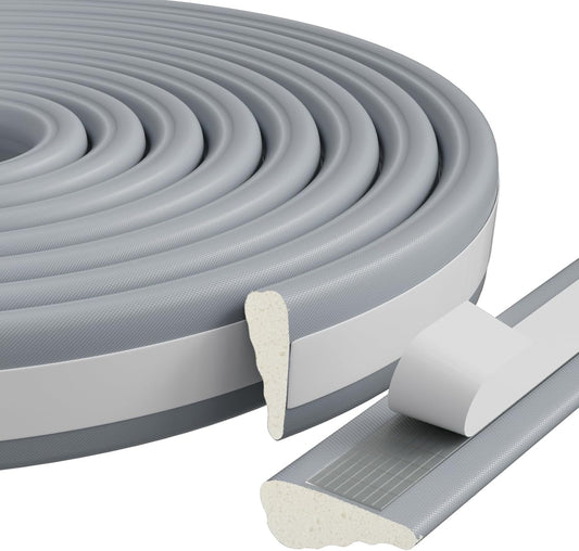 2 Pack*16.4 Ft Weather Stripping Seal Strip for Doors,Soundproofing Window Insulation Draft Stopper for Winter, Selfadhesive Foam Weather Strip for Door Frame,Door Gap Filler Noise Blocker(Gray)