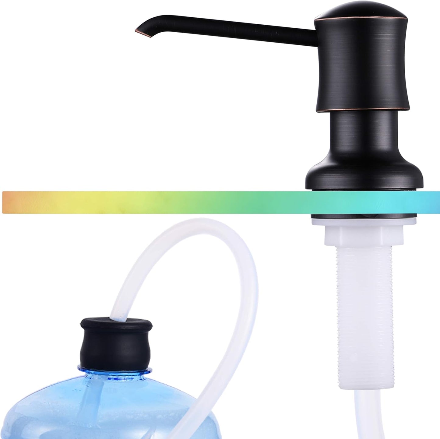 Sink Soap Dispenser for Kitchen Sink Oli Rubbed Bronze Upgrade with 40" Silicone Extension Tube Kit, Connect to Your Soap Bottle Directly