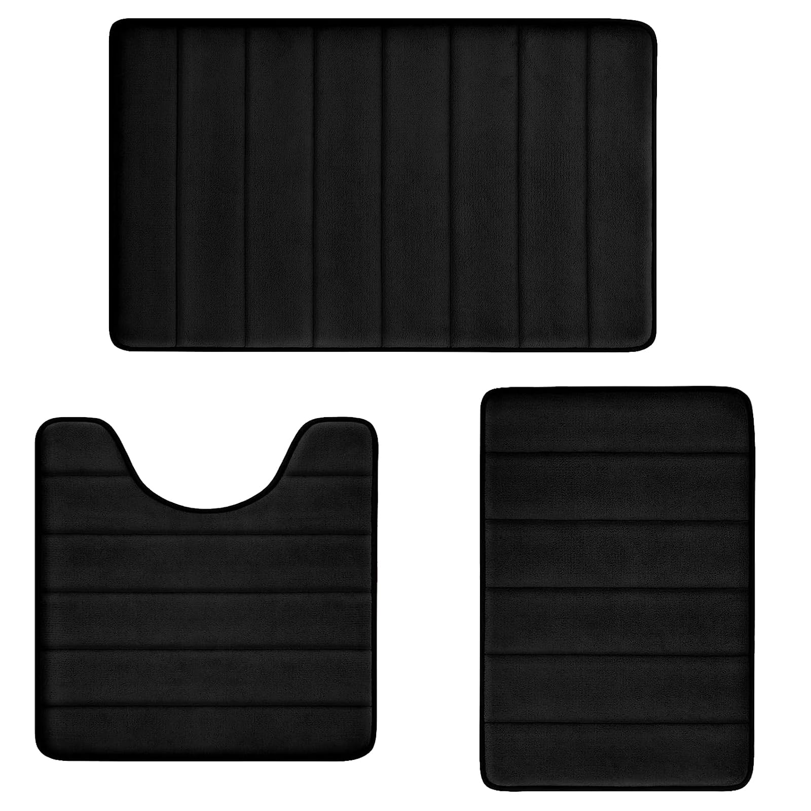 Bathroom Rugs Set Memory Foam Bath Rugs Non-Slip Bath Mat Set 3 Piece,Washable Bathroom