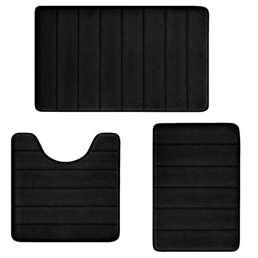 Bathroom Rugs Set Memory Foam Bath Rugs Non-Slip Bath Mat Set 3 Piece,Washable Bathroom