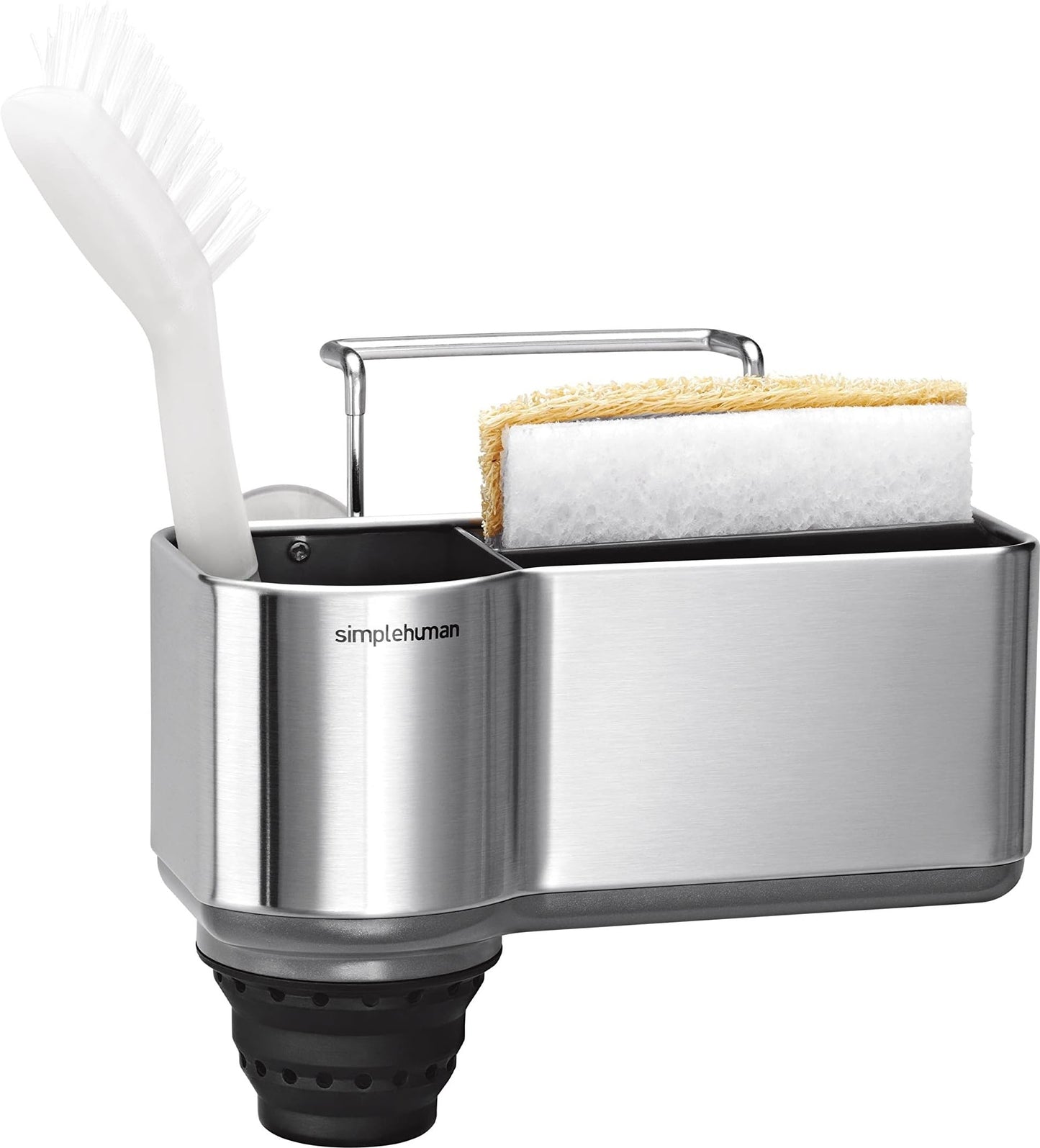 simplehuman Sink Caddy, Sponge Holder for Kitchen Sink with Compartment Dividers, 4 Suction Cups &
