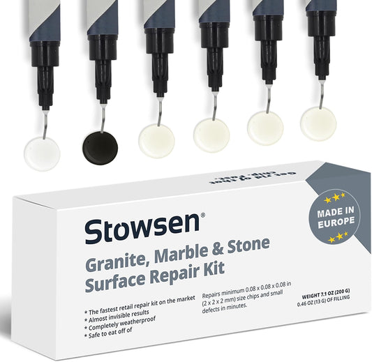 Granite, Marble & Stone Repair Kit - Fix Chips & Defects in Minutes | Restore Tiles & Countertops