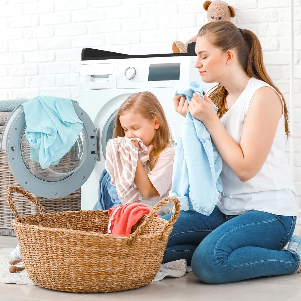 Washer Dryer Countertop Only,Edge Rails-27.5" Depth*27.5" Width Laundry Room Organization,High-Adhesion Non-Slip Protective Layer,with Edge Rails (Black)