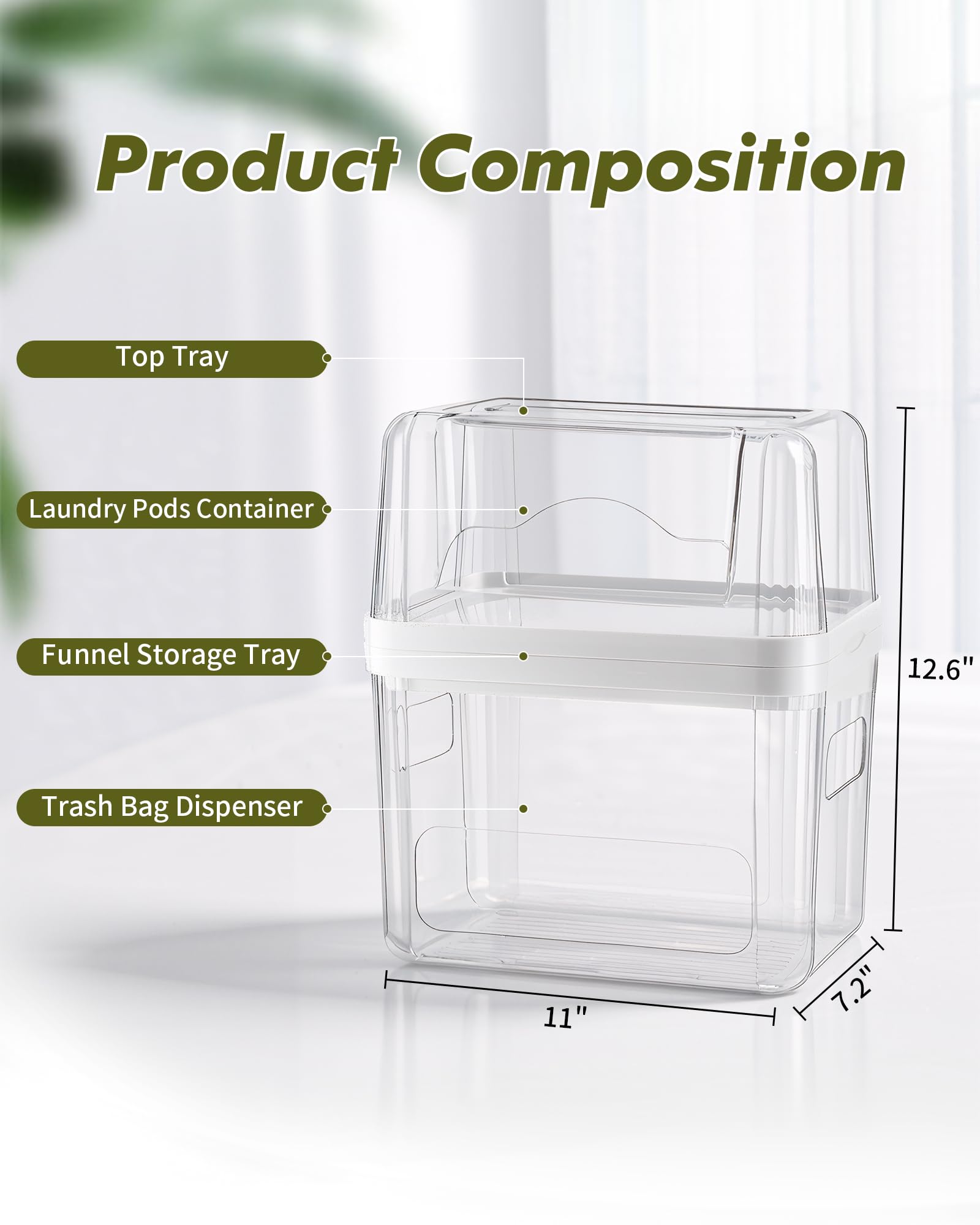 iCASA Trash Bag Dispenser Dishwasher Pods Container Under Sink Organizer