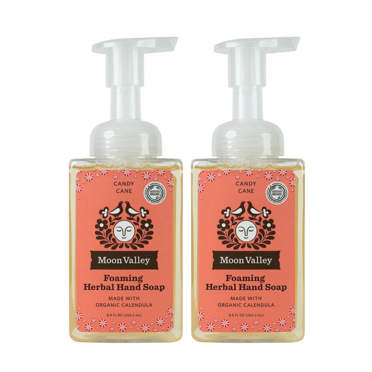 Moon Valley Herbal Foaming Hand Soap, Vegan (Candy Cane, Recyclable Bottle)