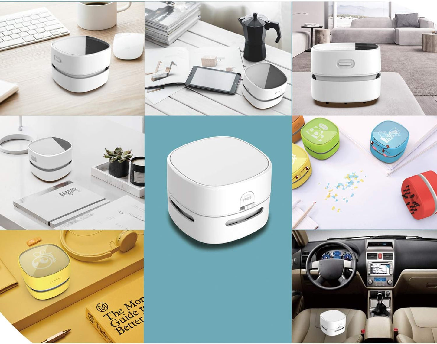 ODISTAR Desktop Vacuum Cleaner, Mini Table dust Sweeper Energy Saving,High Endurance up to 400 mins,360º Rotatable Design for Keyboard/Home/School/Office (White)