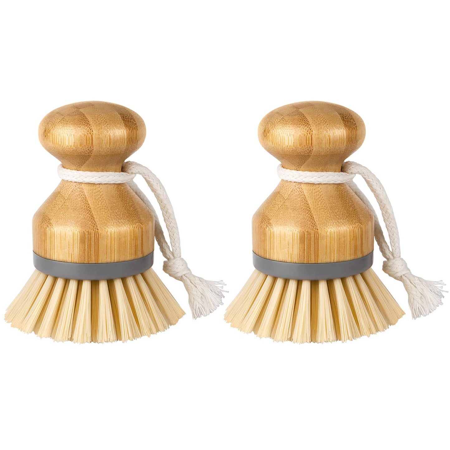 MR.SIGA Bamboo Palm Brush, Dish Scrub Brush, Bamboo Dish Brush, Pack of 2