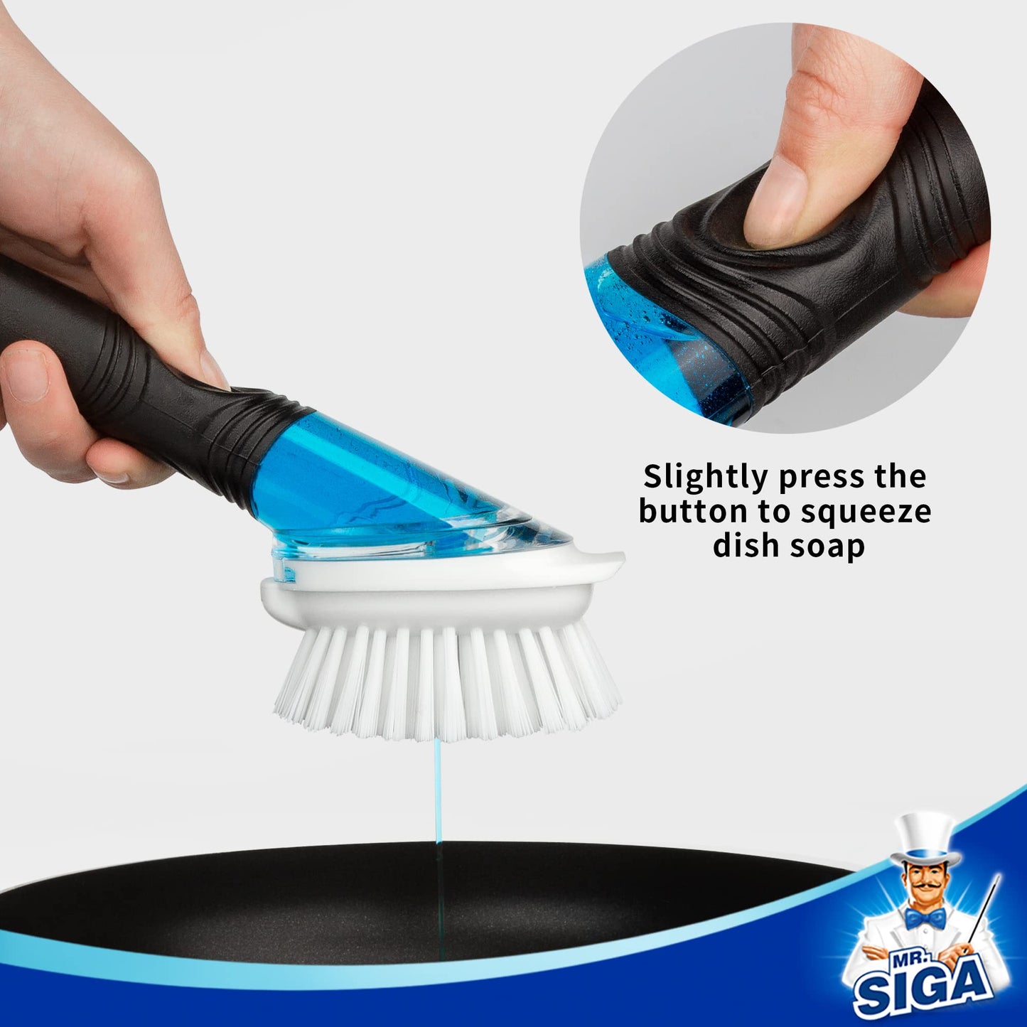 MR.SIGA Soap Dispensing Dish Brush, Kitchen Brush for Pot Pan Sink Cleaning