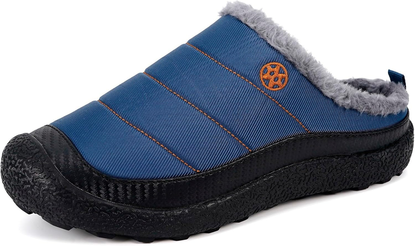 Womens Mens House Slippers Slip on Snow Winter Warm Fully Fur Lined Slippers Indoor Outdoor Shoes