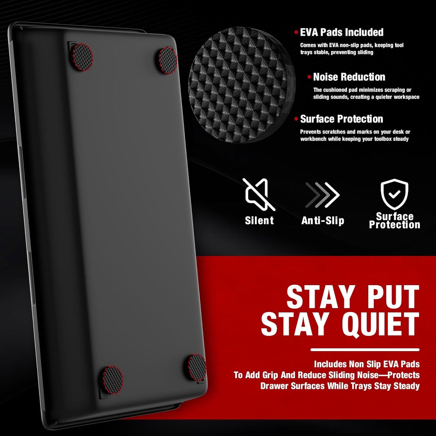 【48PCS & 5 Sizes】Tool Box Organizer Tray, Toolbox Drawer Organizer with Non-Slip Pads, Desk Drawer Divider Set, Fits Rolling Tool Chest Cabinet for Garage & Workbench