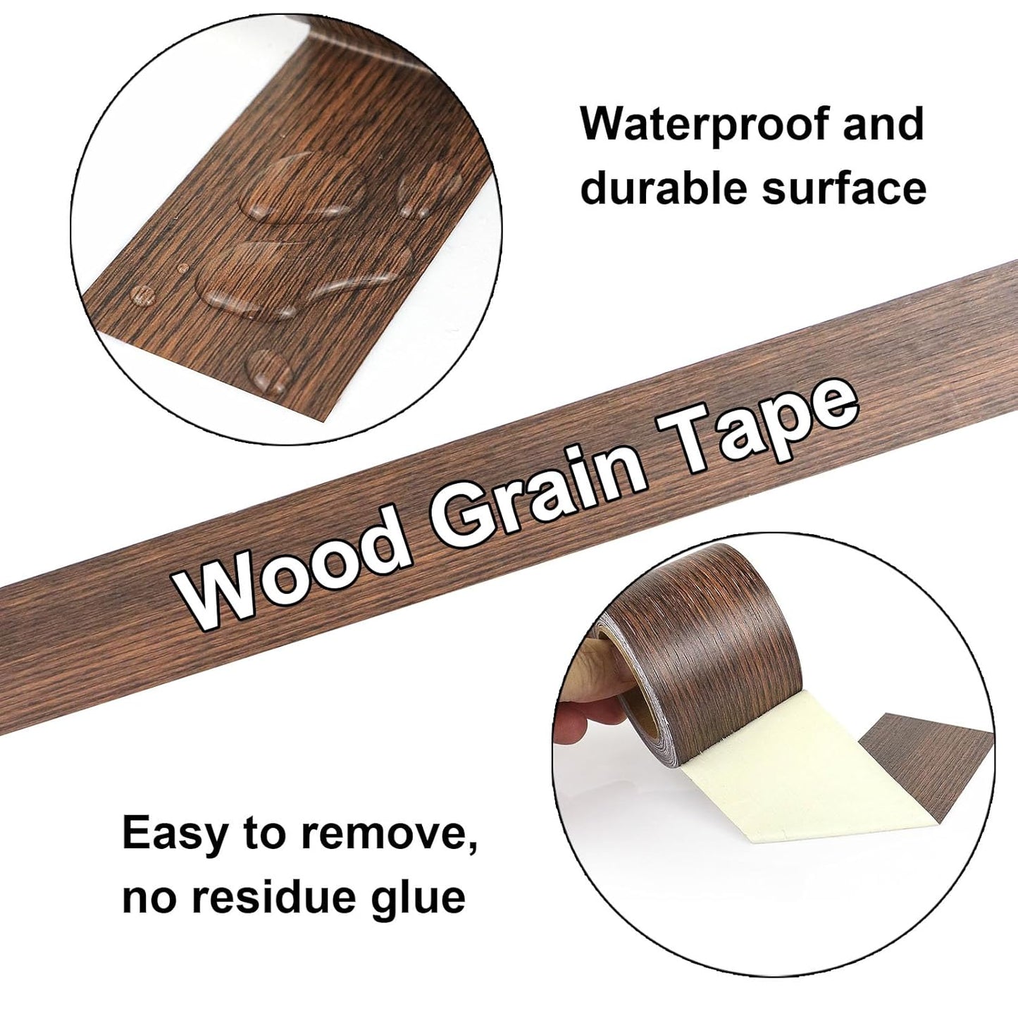 BOMEI PACK Wood Grain Repair Tape,Self Adhesive Repair Patch for Furniture, Floors, Cabinets, Windows, Doors, RV, Home Decor and DIY Projects (2, Walnut)