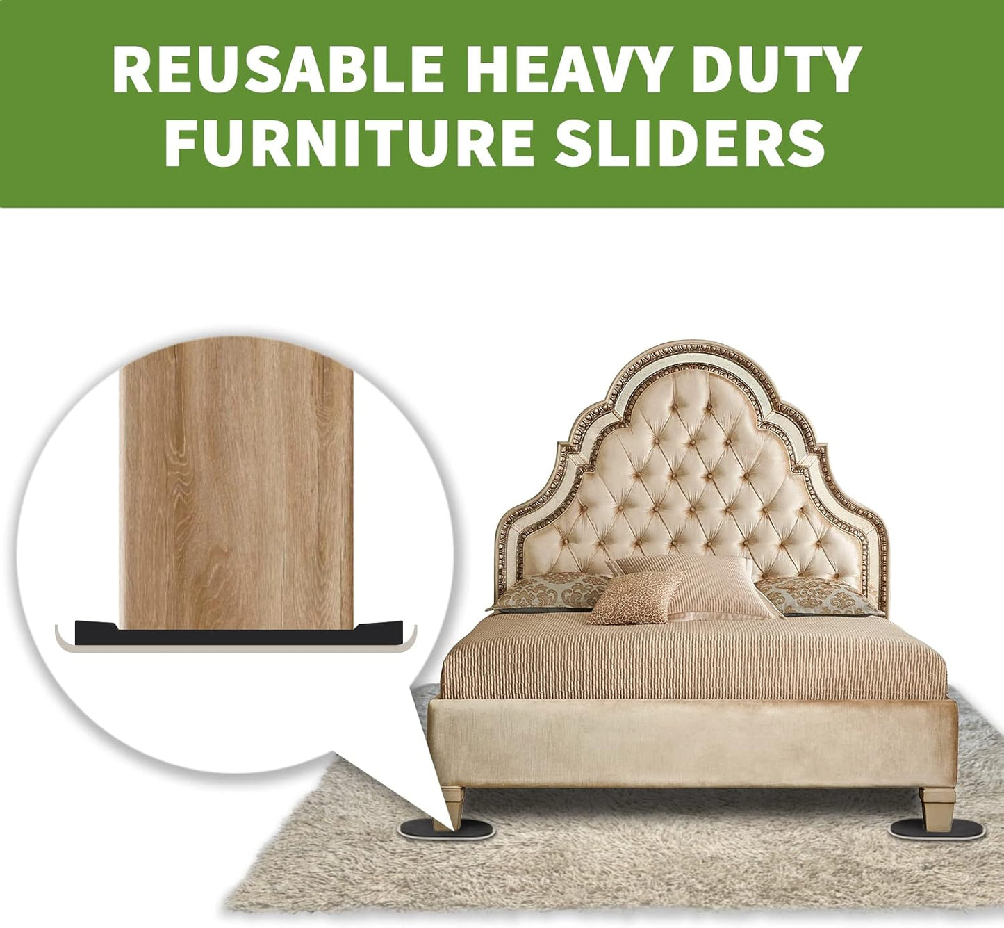 Furniture Sliders for Carpet 4 PCS - 9 1/2 inch Furniture Moving Slider Chair Legs Floors Protectors– Move Your Furniture Easy & Safely (for Carpet)