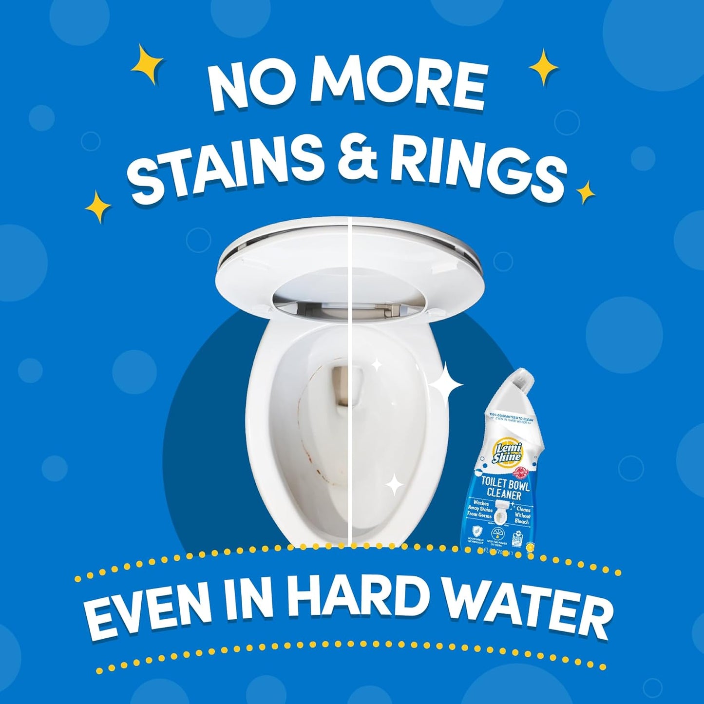 Lemi Shine Toilet Bowl Cleaner - Bleach-Free Toilet Cleaner - Removes Tough Stains and Odor - 24 fl oz (3 Pack)