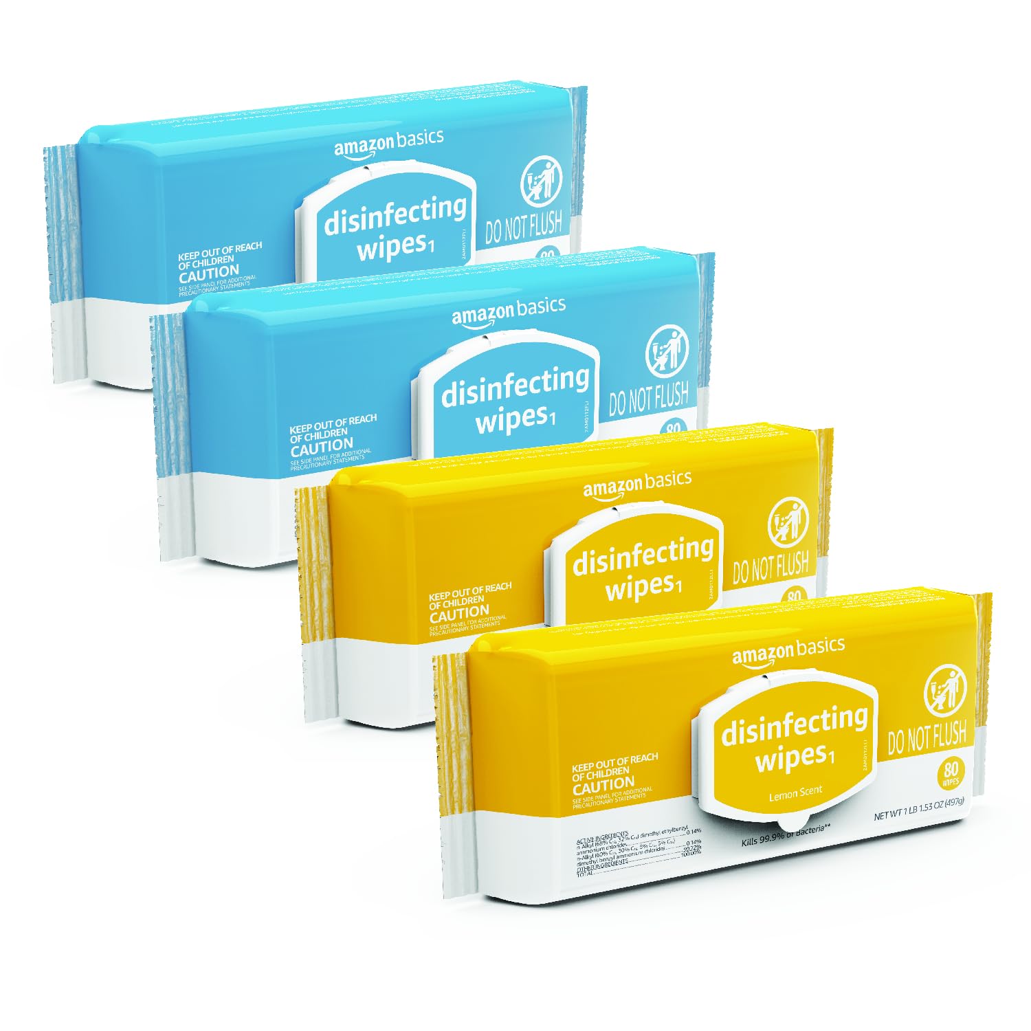 Amazon Basics Disinfecting Wipes, Lemon & Fresh Air Scent, Multi-Surface