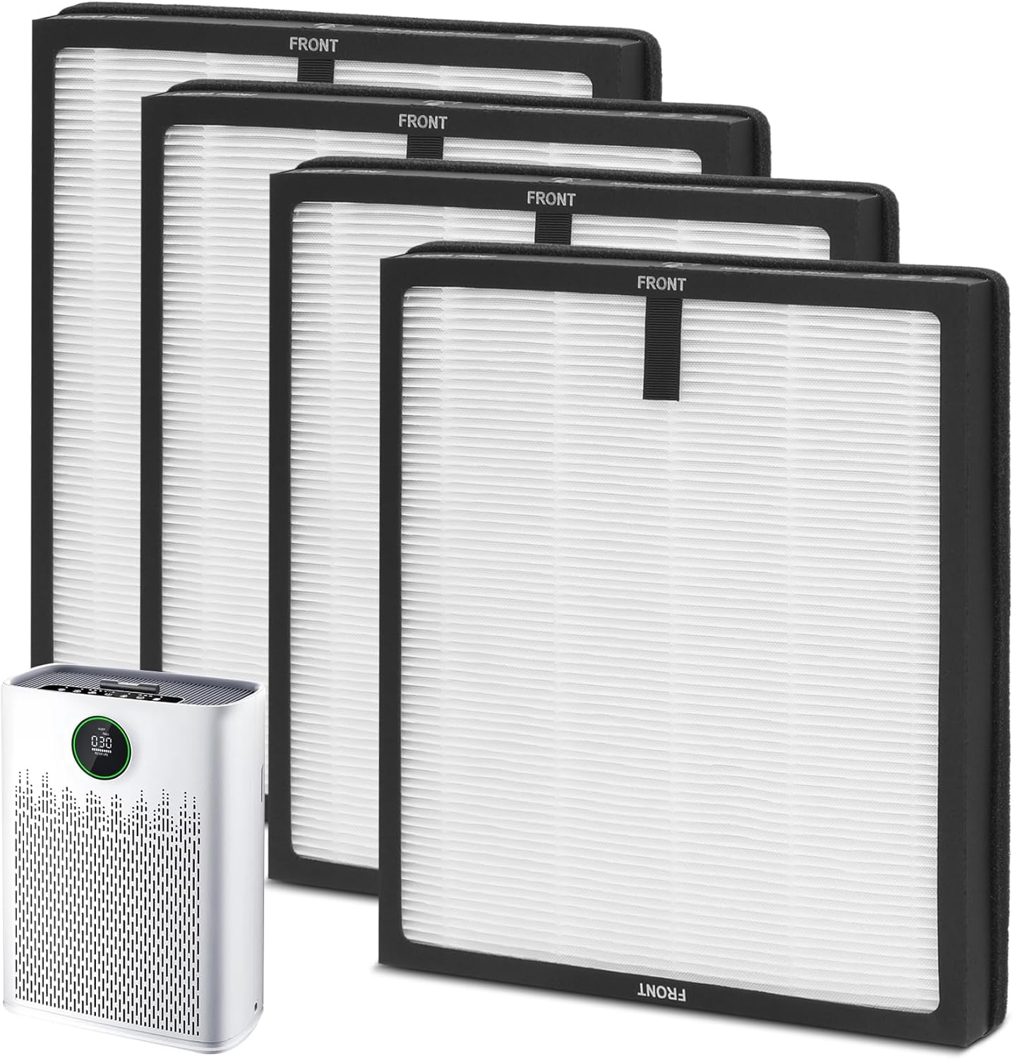 HAP603 Replacement Filter, Compatible with ECOSELF HAP603/HAP603WF Air Purifiers, 3-Stage True H13 HEPA Air Filter with Activated Carbon for Home and Office Use, 4-Pack HAP603 Filters, White