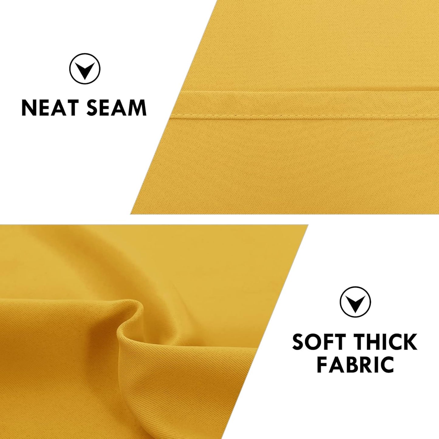 DWCN Yellow Room Darkening Blackout Curtains - Thermal Insulated Privacy Energy Saving Window Curtain Drapes 42 x 45 inch Length, Set of 2 Bedroom Living Room Curtains
