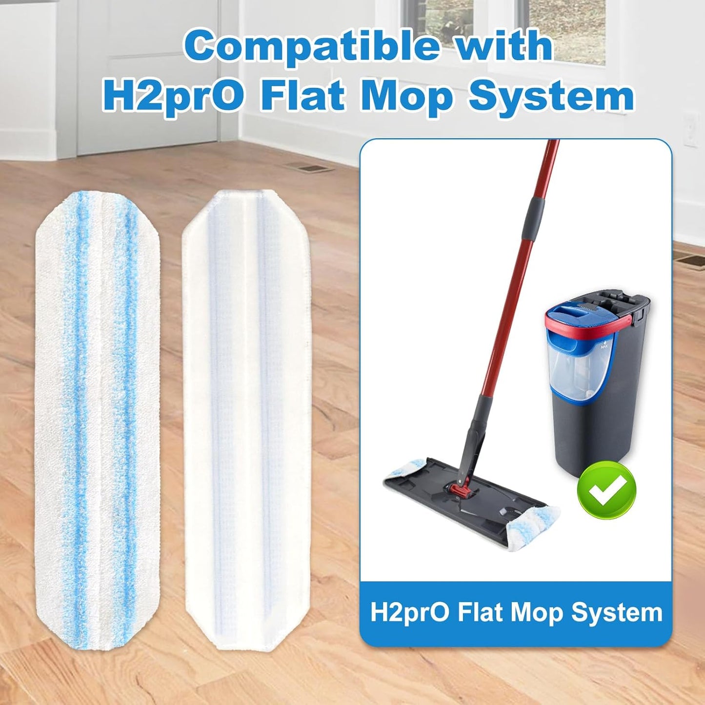 3PCS Replacement Mop Pads for O-Cedar H2prO Flat Mop System,Microfiber Mop Pad Easy Clean for All Hard Floors,Reusable & Machine Washable