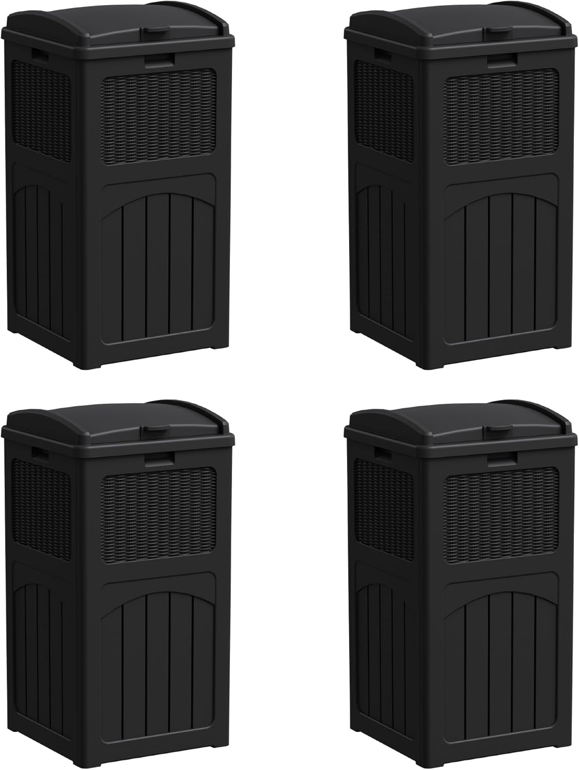 YESHOMY 4 Pack Outdoor Trash Can with Lid, Garbage Bins for Garden, Porch, Home and Kitchen, Black