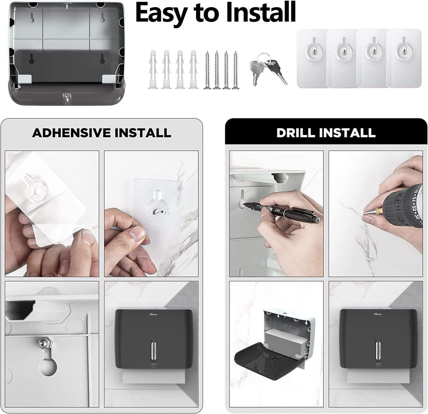 Trifold Paper Towel Dispenser Black Pearl Premium Grade 10⅞” Length X 8¼” High X 3¾” High for Traffic Areas(Pack of 3)