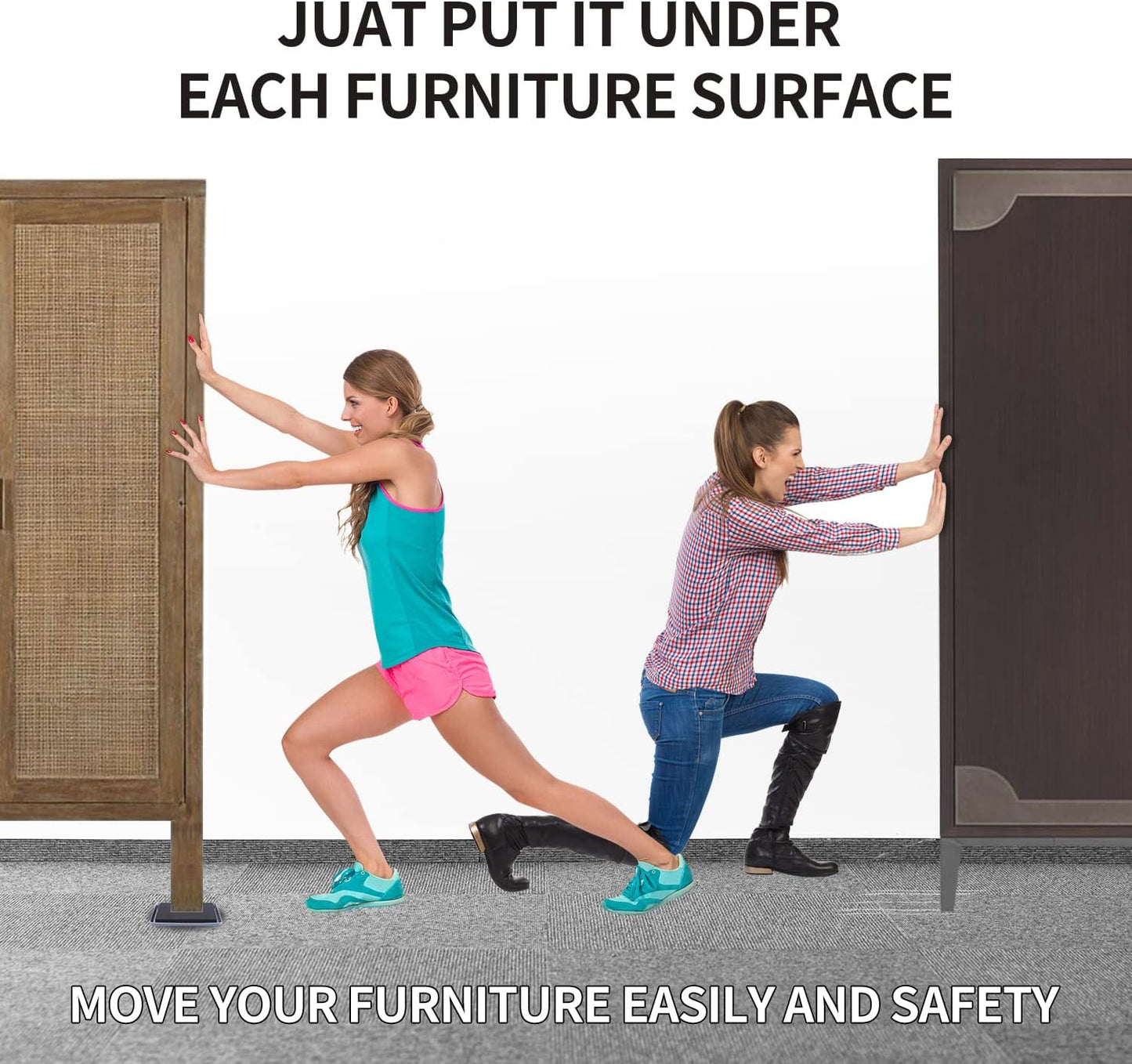 Ezprotekt 8 Pack Reusable Large Furniture Movers Sliders for Carpet, 5" Square Furniture Moving Pads, Carpet Sliders for Heavy Duty Sofa Bed Fridge, Move Items Quickly and Easily (Light Blue)