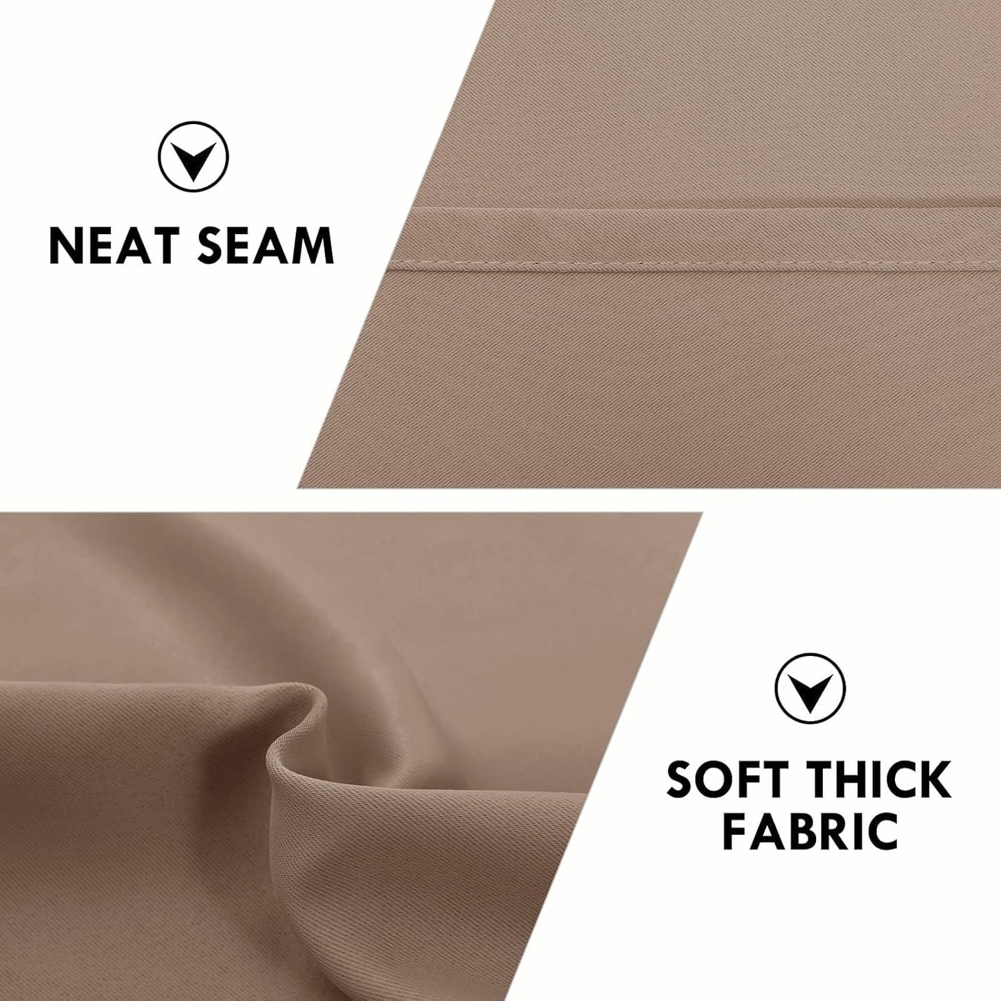 DWCN Blackout Curtains for Living Room Thermal Insulated, Energy Saving & Noise Reducing Bedroom Curtains, Khaki, W 52x L 36 Inch, Set of 2 Rod Pocket Curtain Panels