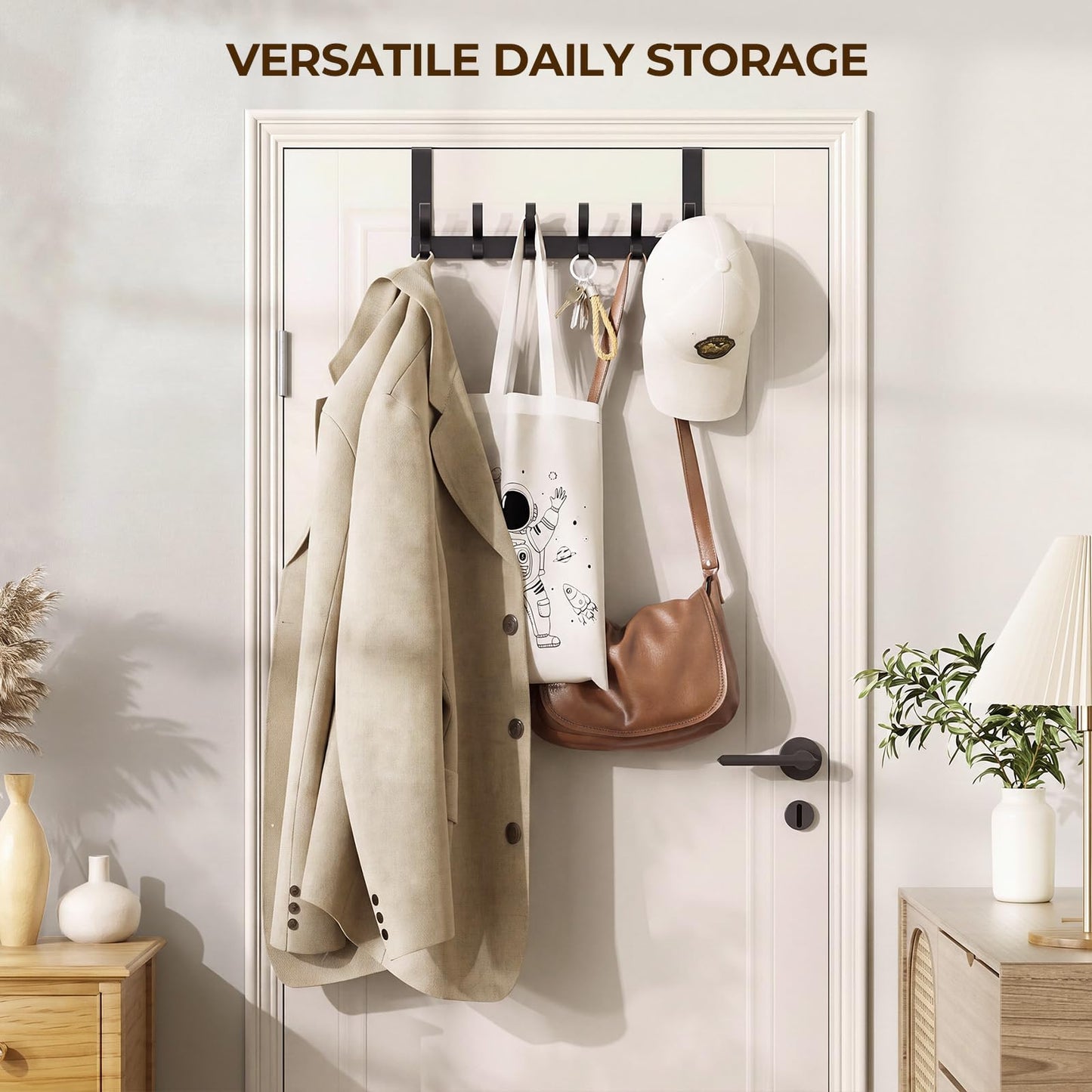 Optish Over The Door Hooks, Door Hanger Hooks for Hanging, Towel Racks for Bathroom with 12 Coat