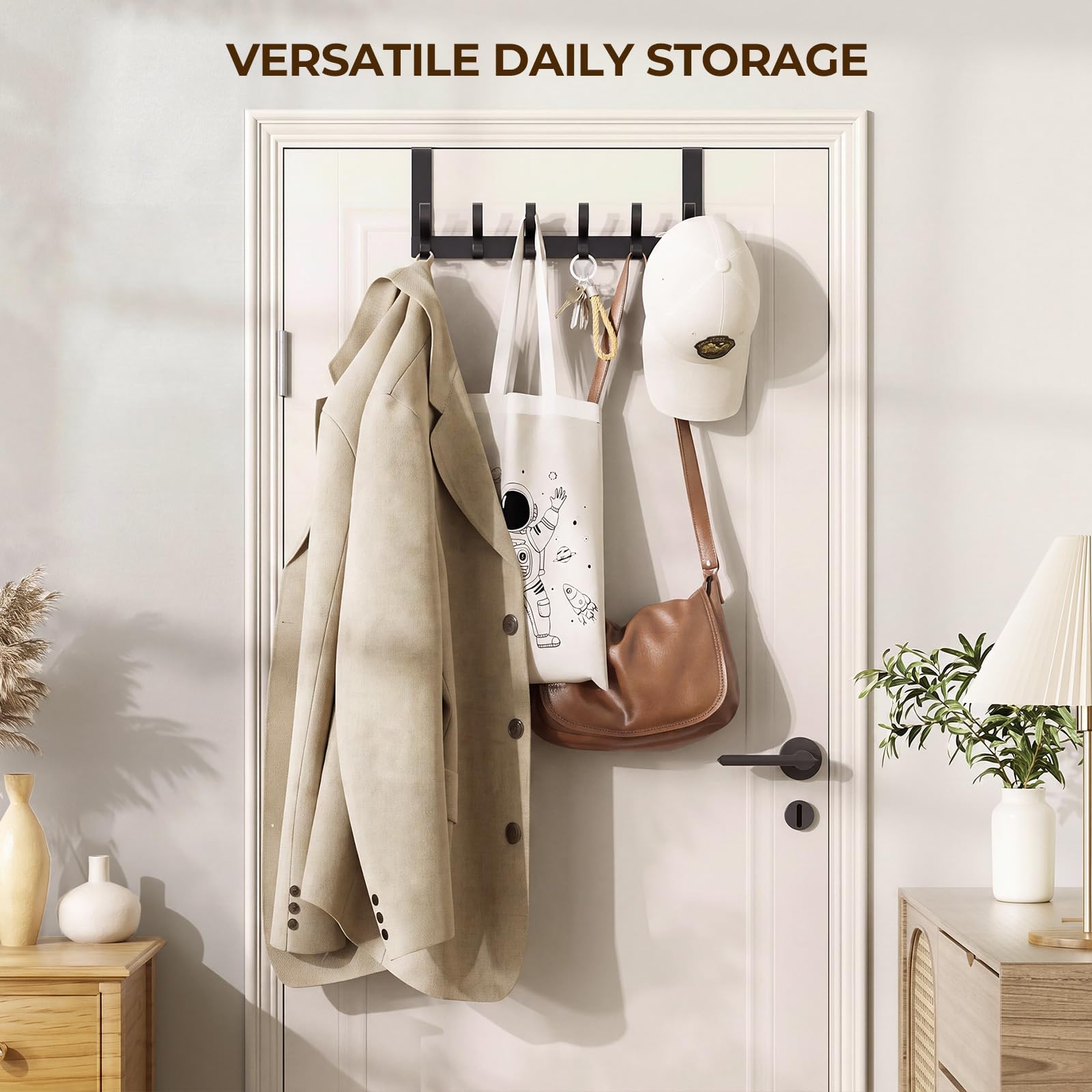 Optish Over The Door Hooks, Door Hanger Hooks for Hanging, Towel Racks for Bathroom with 12 Coat