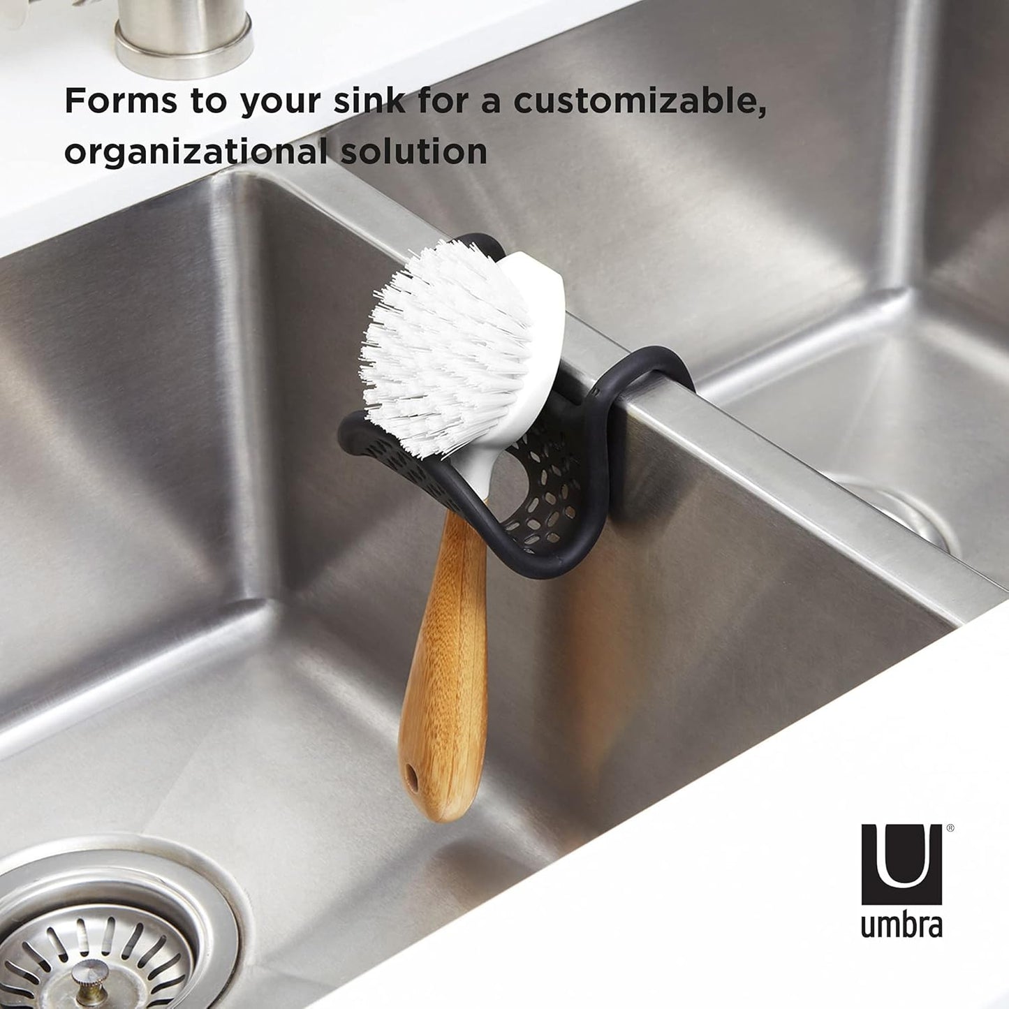 Umbra Sling Kitchen Sink Accessory, Single-Sided Sponge Holder, Black