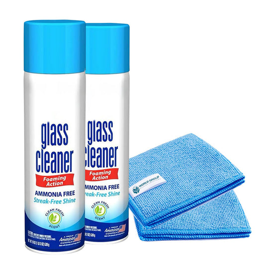 World Group Packing Solutions Glass Cleaner Foam, Foaming Action & Spray, 19oz - 2 Pack - Clean