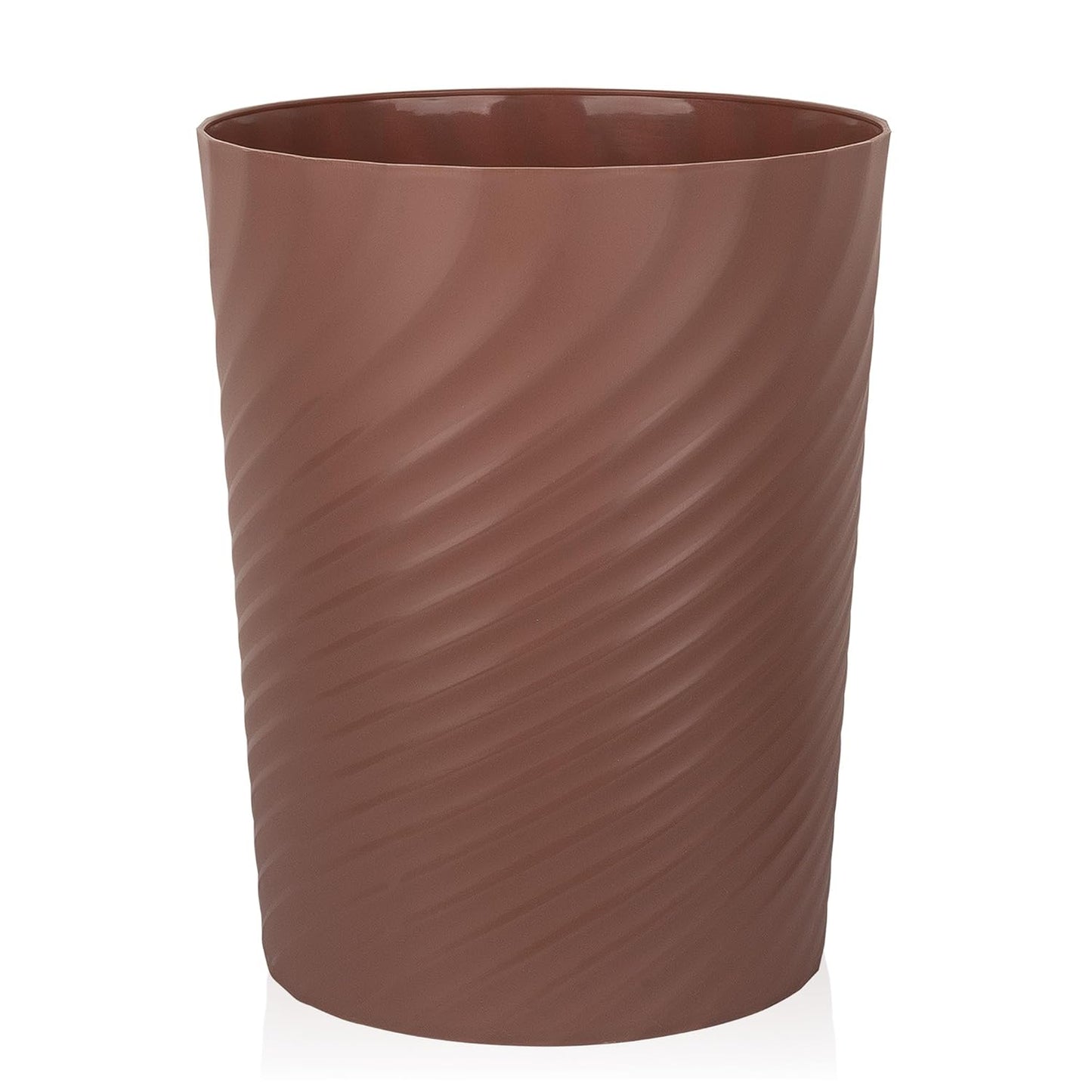 UUJOLY Plastic Trash Can Wastebasket, Garbage Container Basket for Bathrooms, Kitchens, Offices, Kids Rooms (Brown, 1.8 Gallon)