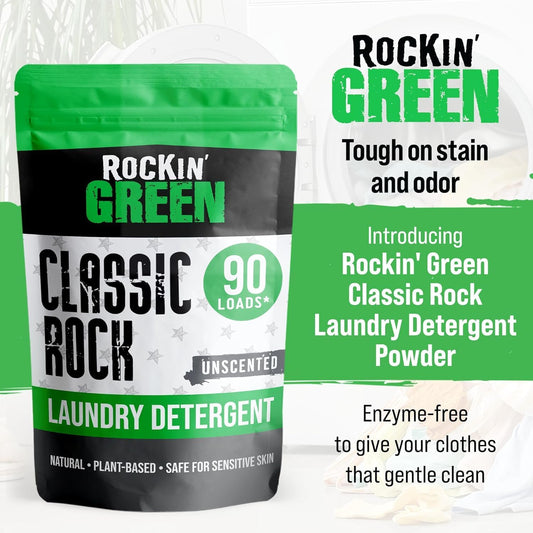 Rockin' Green Classic Rock Laundry Detergent Powder (90 Loads) - All Natural Laundry Detergent