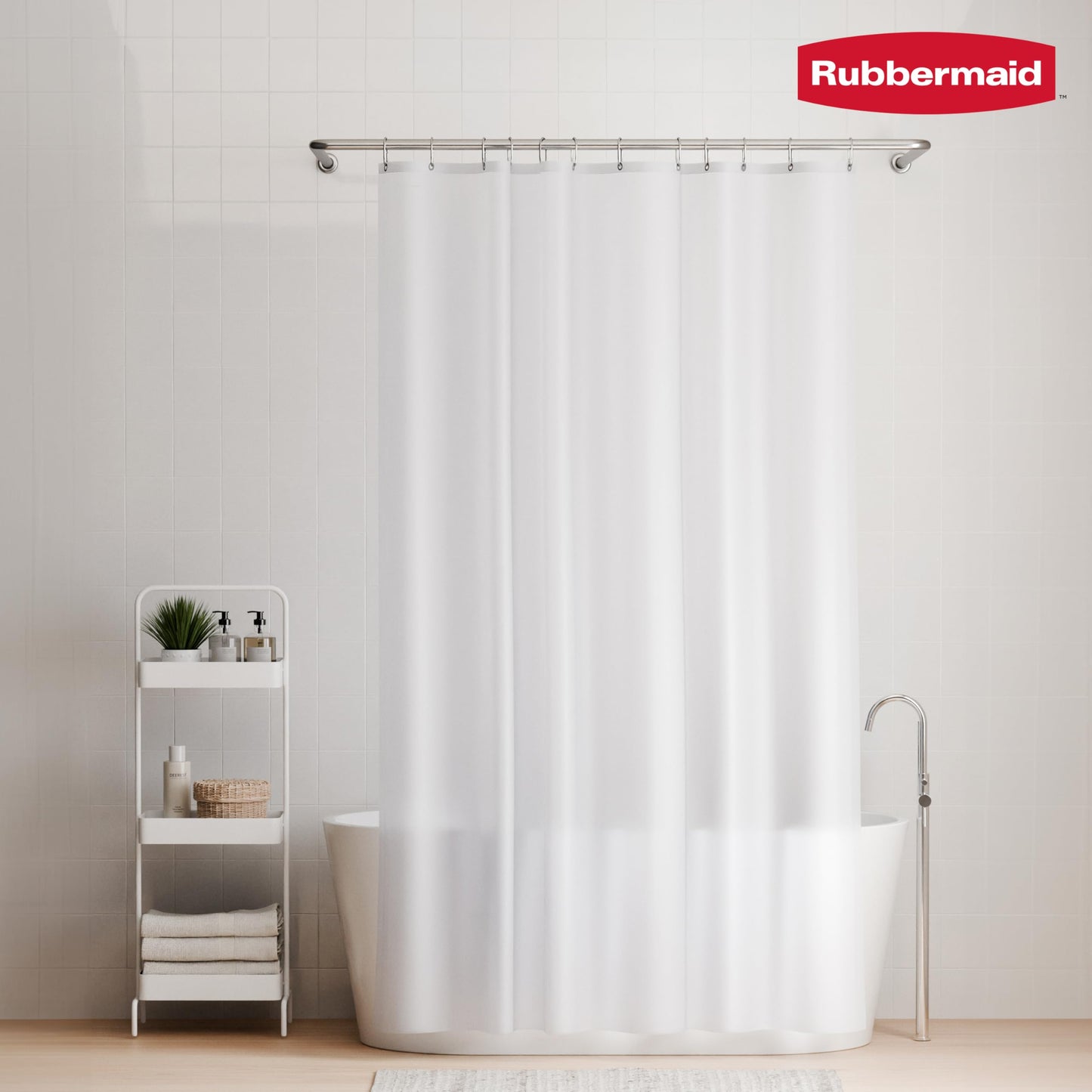 Rubbermaid Frosty Shower Curtain Liner, Waterproof Heavyweight 8g PEVA Shower Liner for Bathroom