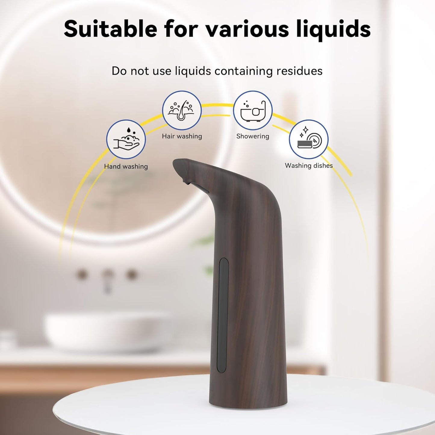 Automatic Soap Dispenser with Infrared Sensor - Adjustable 4-Level Touchless Hand Soap for Kitchen, Bathroom - Battery Operated Electric Dispenser, Durable Plastic, Smart Soap Holder