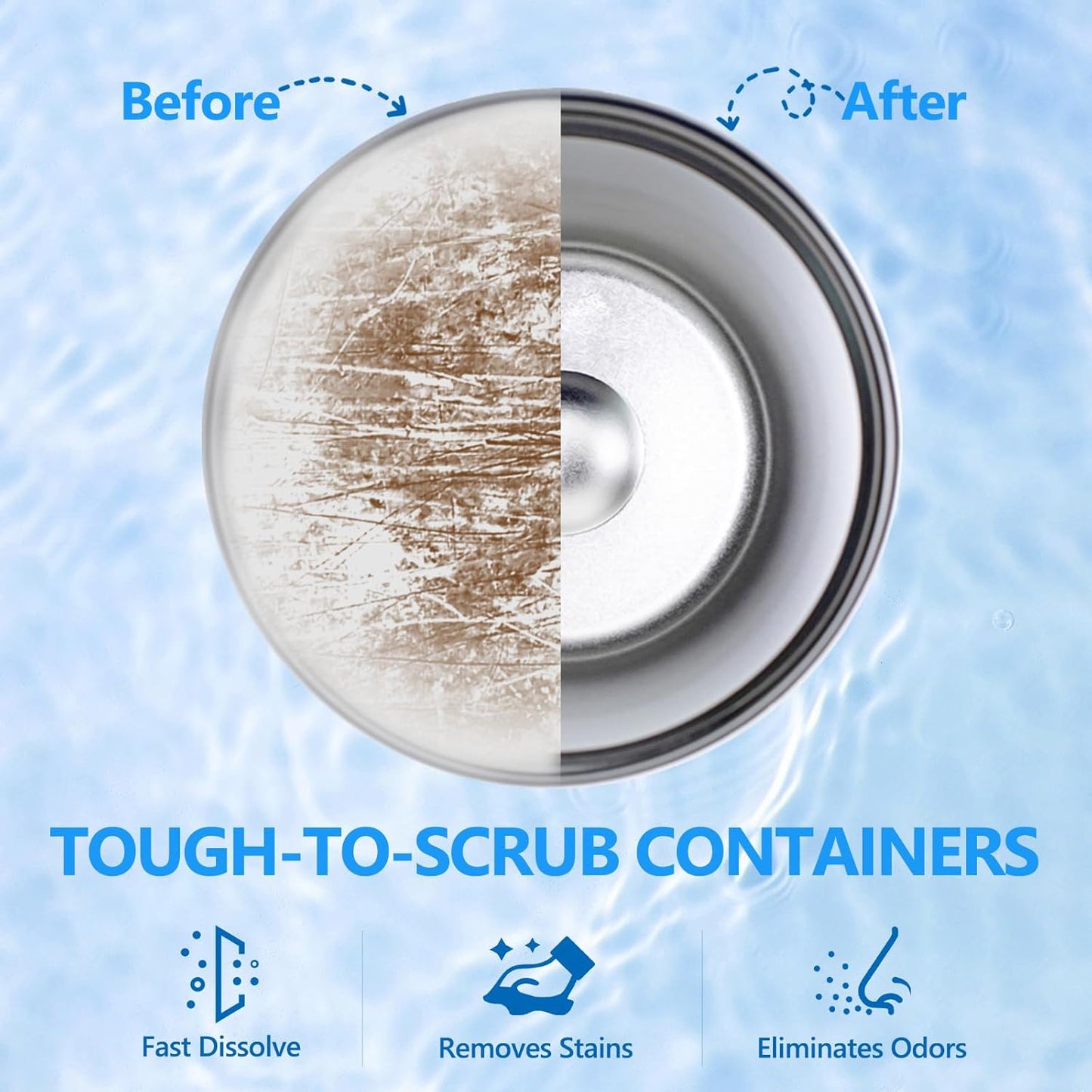 96Pack Water Bottle Cleaning Tablets, Bottle Bright Clean Stainless Steel, Thermos, Tumbler, Insulated and Reusable Water Bottles,Removes Stubborn Stains and Odors