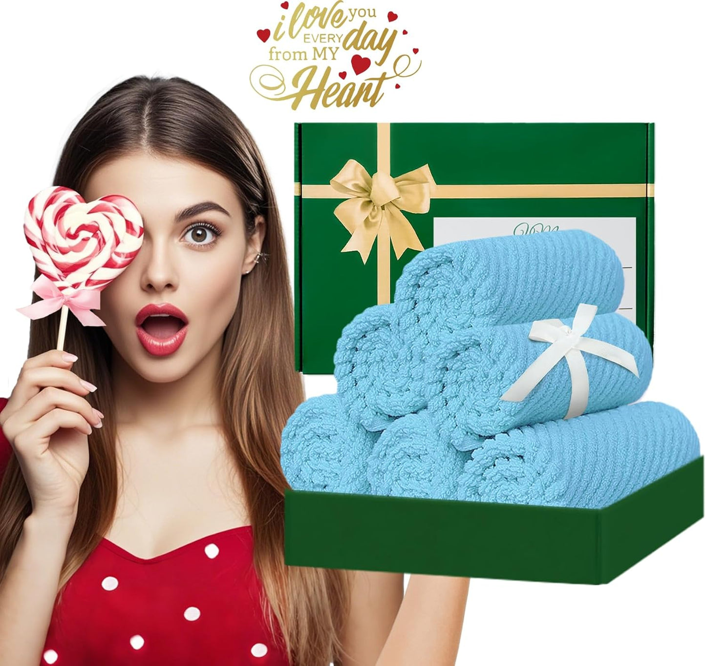 VOOVA & MOVAS Blue Washcloths (6PC, Large 13" x 13") - 100% Cotton | Lightweight | Thick | Quick Dry | Soft | Absorbent, Wash Cloths for Bathroom & Showering, Luxury Face Towel Gift Set, Baby Blue