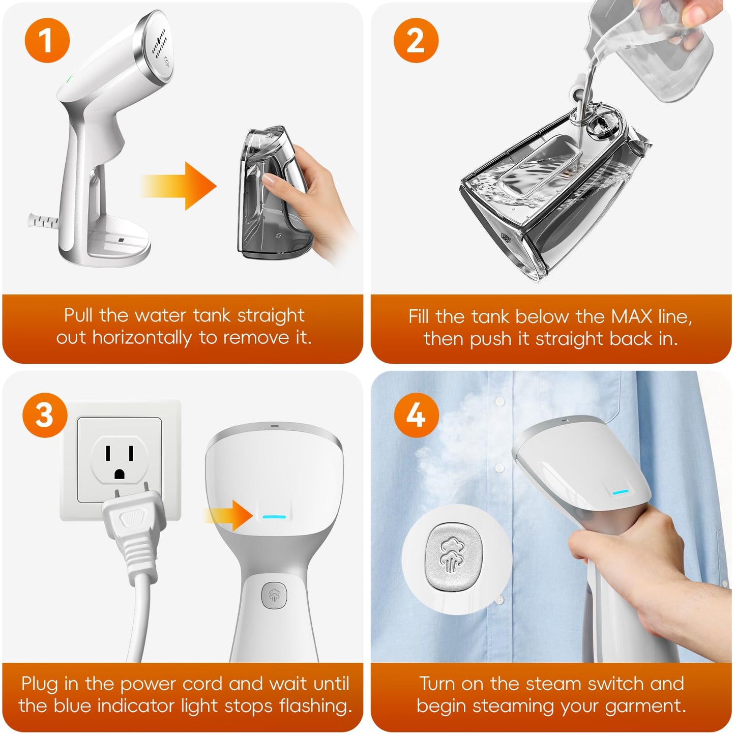 OGHom Portable Travel Handheld Steamer for Clothes, Garment Wrinkle Remover