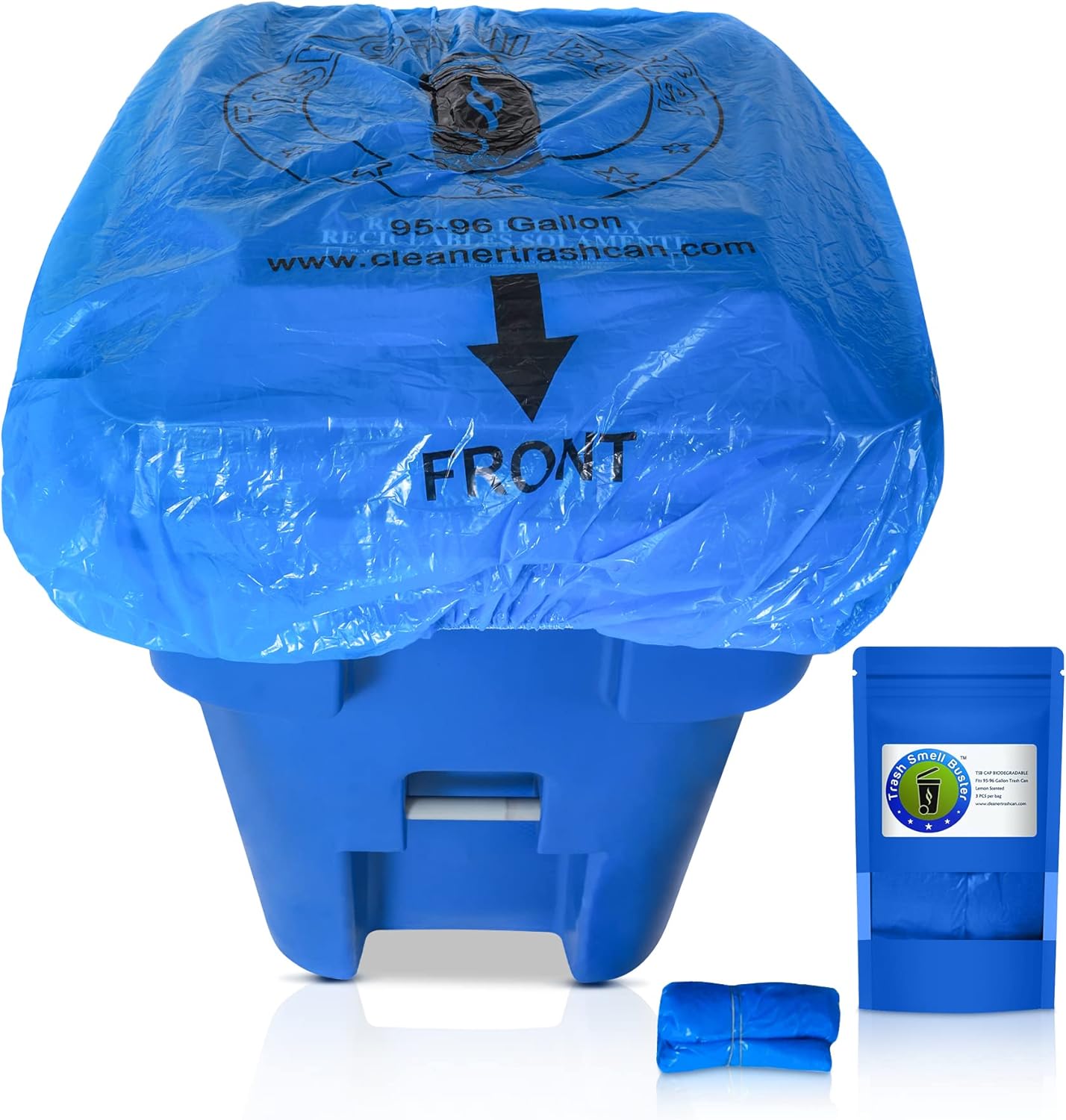 95 Gallon Trash Can Cover Odor Eliminating Bag with Elastic Band Chemical Free Durable Outdoor Garbage Deodorizer 3 Pack