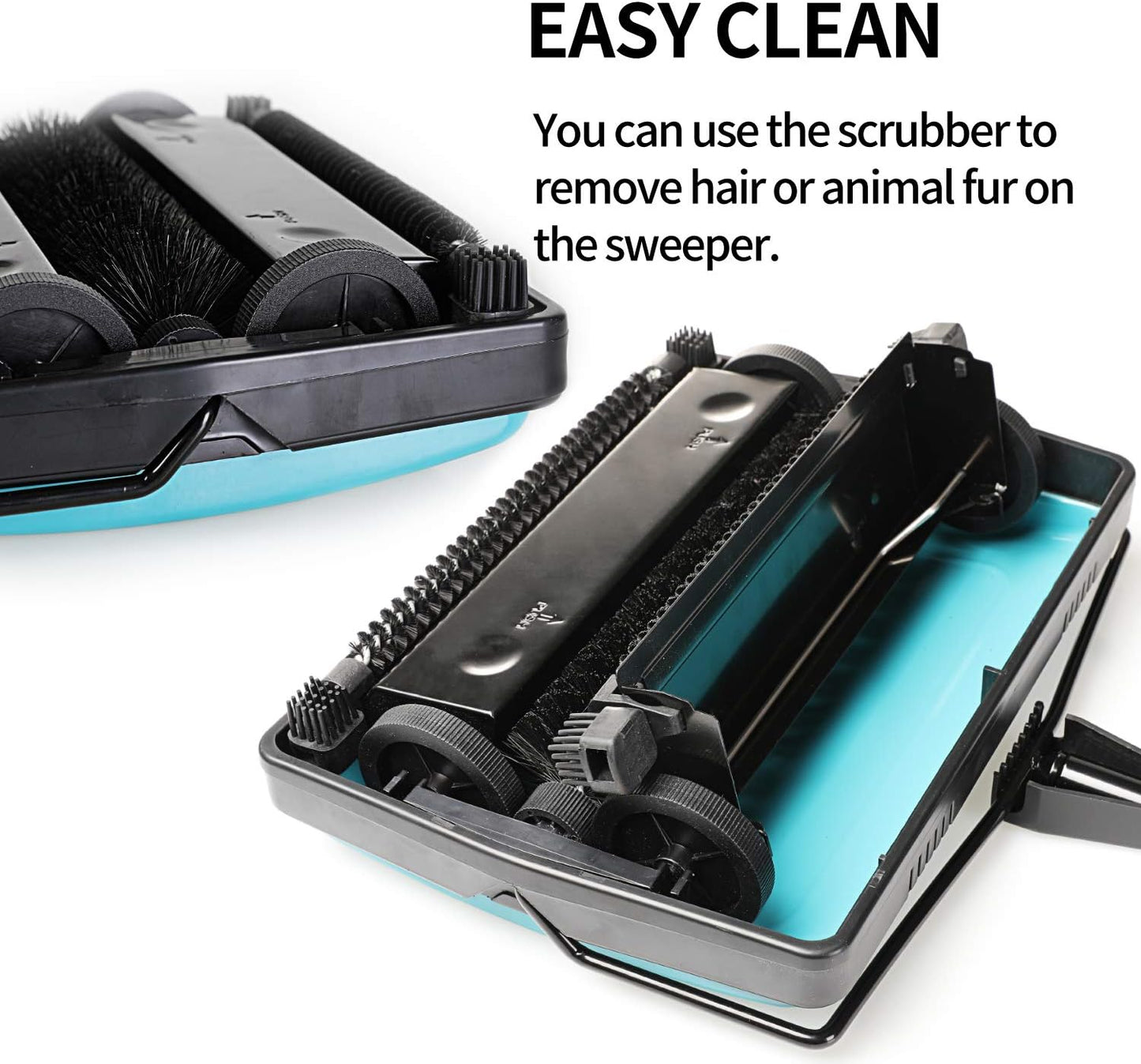 Yocada Carpet Sweeper Cleaner for Home Office Low&Undercoat Carpets Rugs Pet Hair Dust Scraps Paper Small Rubbish Cleaning with a Brush Blue