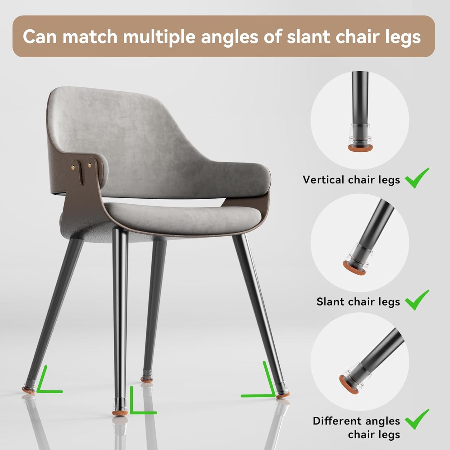 24PCS Extra Small Chair Leg Floor Protectors for Hardwood Floors, Furniture Sliders for Chair Legs, 360°Felt Pad Bottom Wrapped Thickening Furniture Pads Cap Covers to Scratch and Reduce Noise